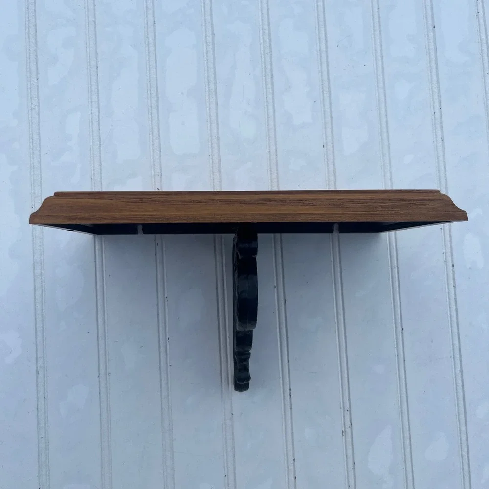 Vintage Homco 3533 Faux Wood Wall Shelf Ornate Black Scroll Bracket 1981 USA